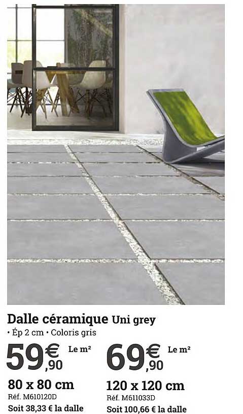 dalle céramique uni grey