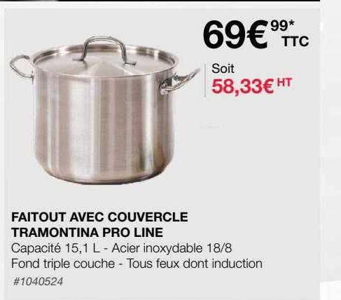 faitout avec couvercle tramontina pro line