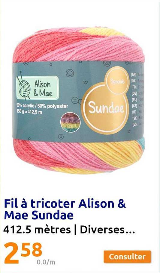 fil à tricoter alison & mae sundae