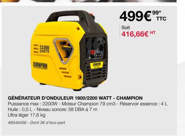 générateur d'onduleur 1900-2200 watt - champion