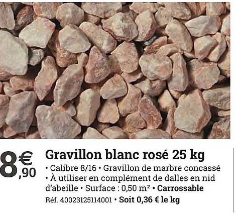 gravillon blanc rosé 25 kg