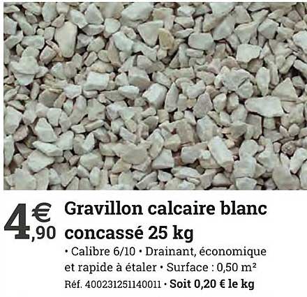 gravillon calcaire blanc concassé 25 kg