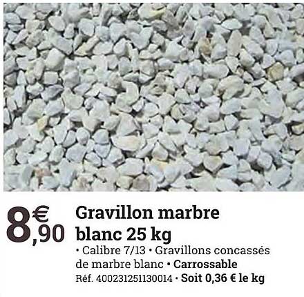 gravillon marbre blanc 25 kg