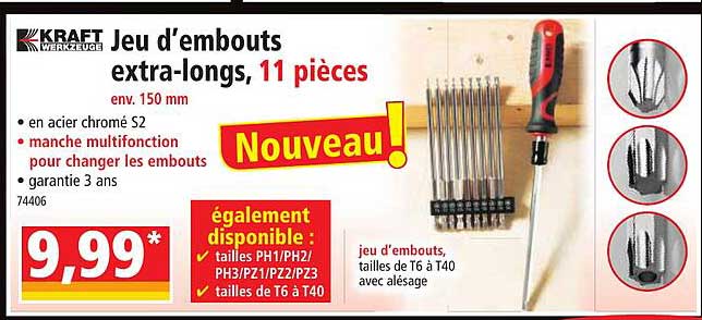 jeu d'embouts extra-longs, 11 pièces kraft werkzeuge
