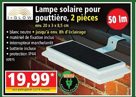 lampe solaire pour gouttière, 2 pièces i-glow