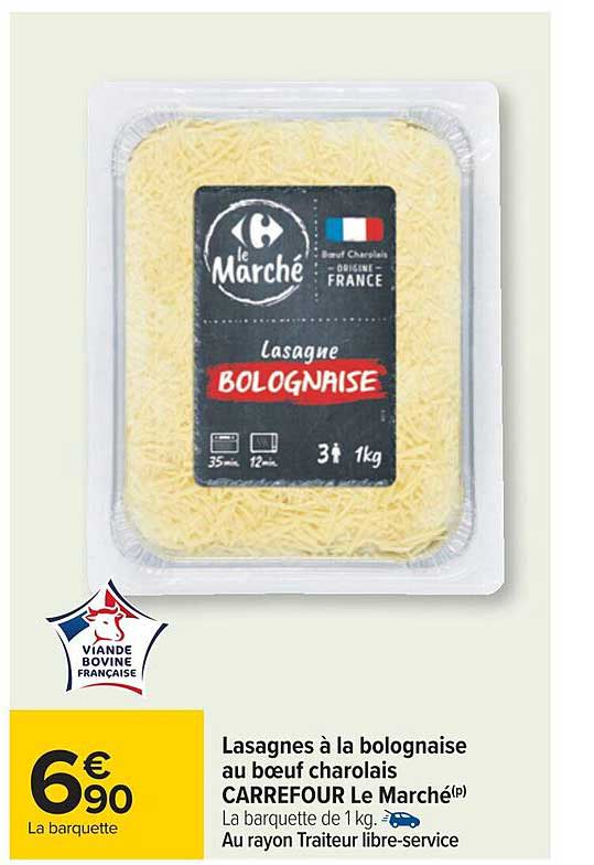 Lasagnes à La Bolognaise Au Bœuf Charolais Carrefour Le Marché