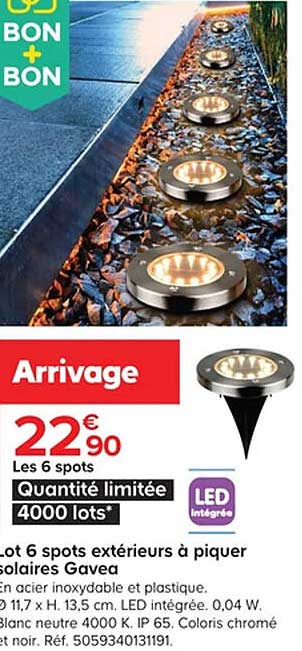 lot 6 spots extérieurs à piquer solaires gavea