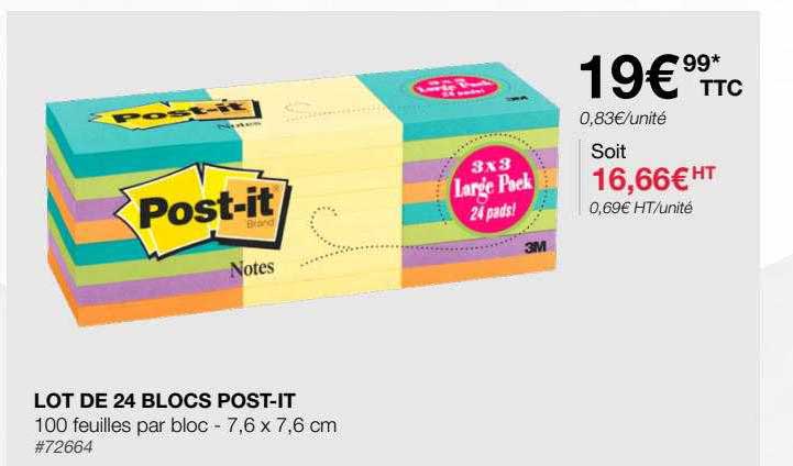 lot de 24 blocs post-it