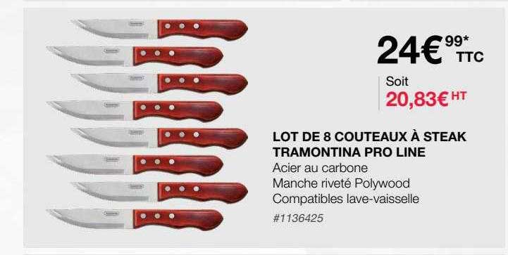 lot de 8 couteaux à steak tramontina pro line