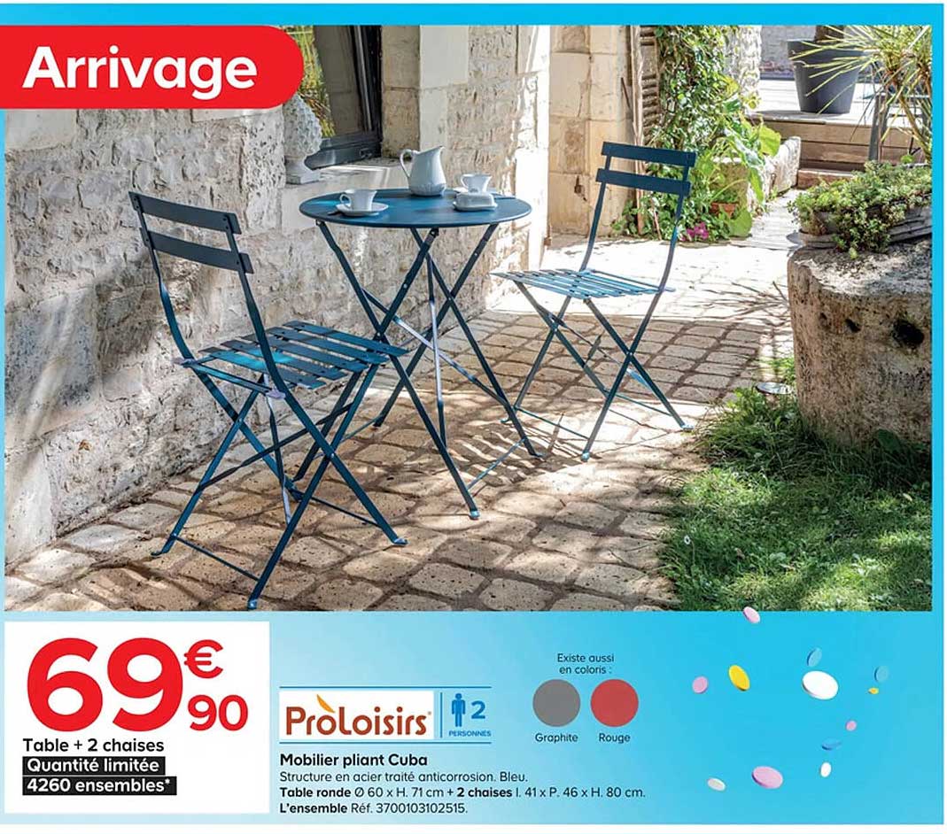 Mobilier Pliant Cuba Proloisirs