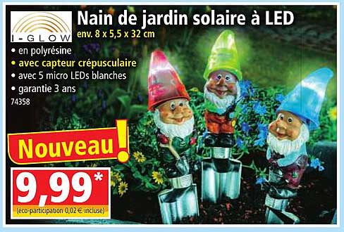 nain de jardin solaire à led i-glow