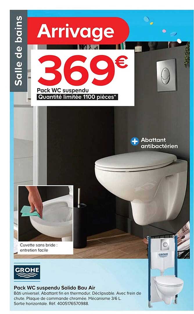 pack wc suspendu solido bou air grohe