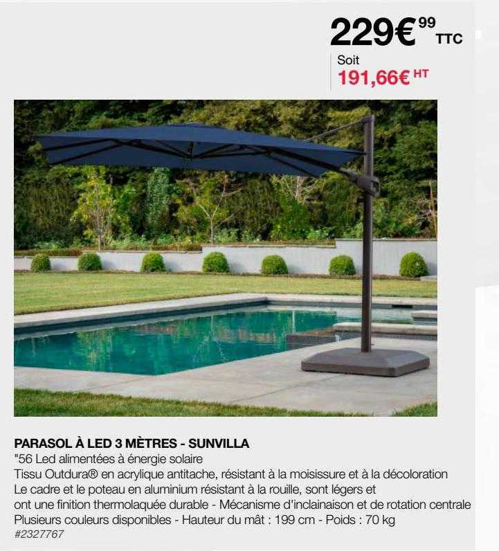 parasol à led 3 mètres - sunvilla