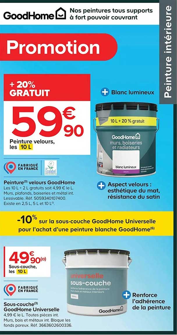 peinture velours goodHome, sous-couche goodHome universelle