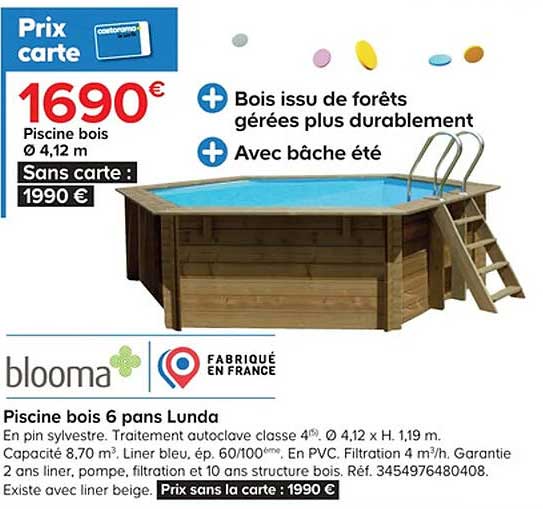 piscine bois 6 pans lunda blooma