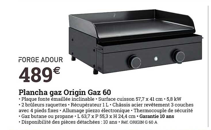 plancha gaz origin gaz 60 forge adour