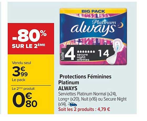 protections féminines platinum always