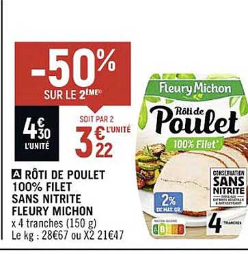 rôti de poulet 100% filet sans nitrite fleury michon