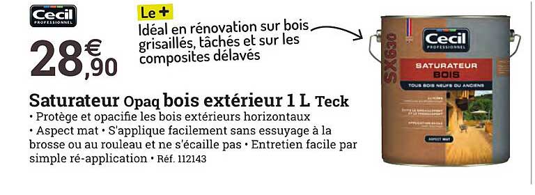 saturateur opaq bois extérieur 1l teck cecil