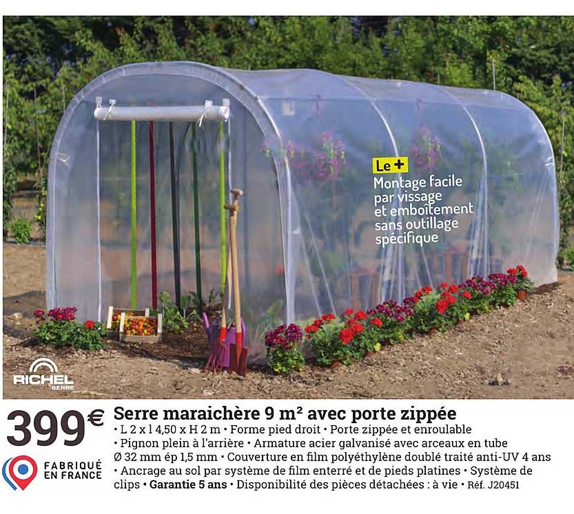 serre maraichère 9 m² avec porte zippée