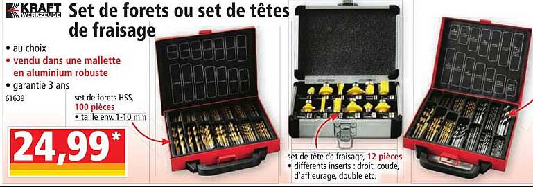 set de forets ou set de têtes de fraisage kraft werkzeuge