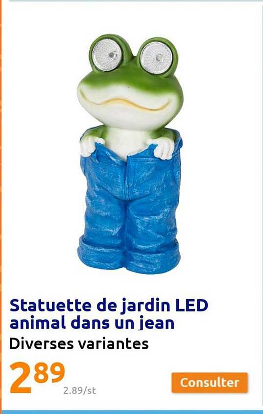 statuette de jardin led animal dans un jean