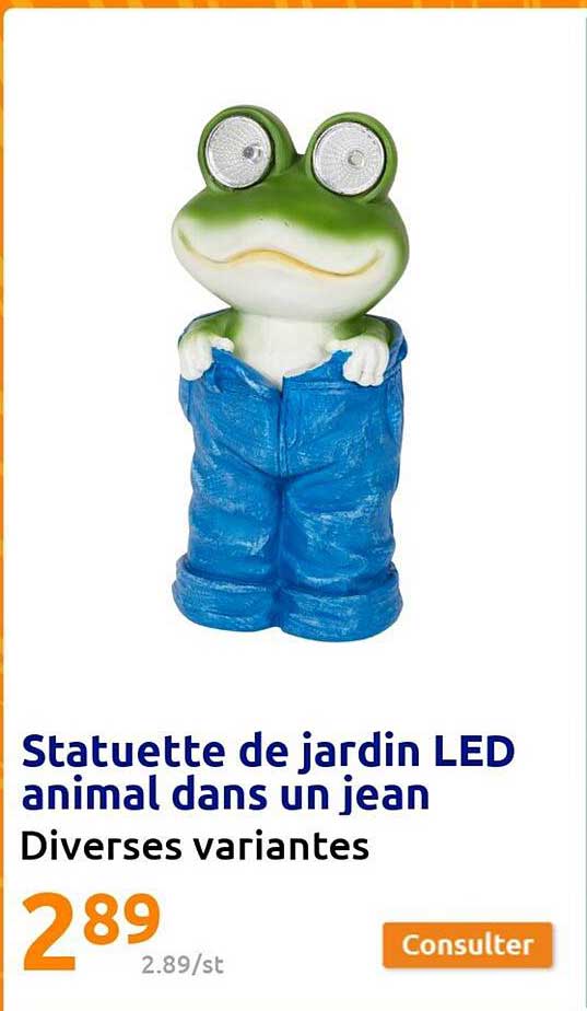 statuette de jardin led animal dans un jean