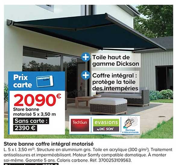 store banne coffre intégral motorisé