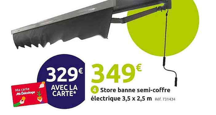 store banne semi-coffre électrique 3,5 x 2,5 m