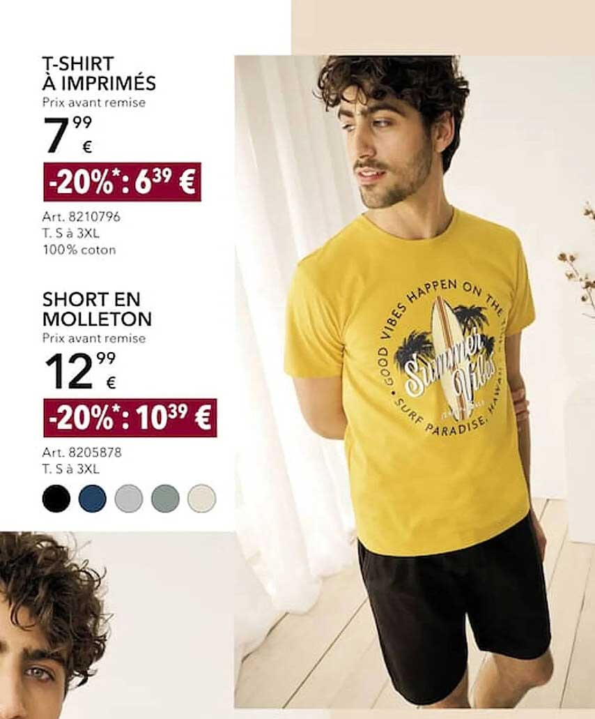 t-shirt à imprimés, short en molleton
