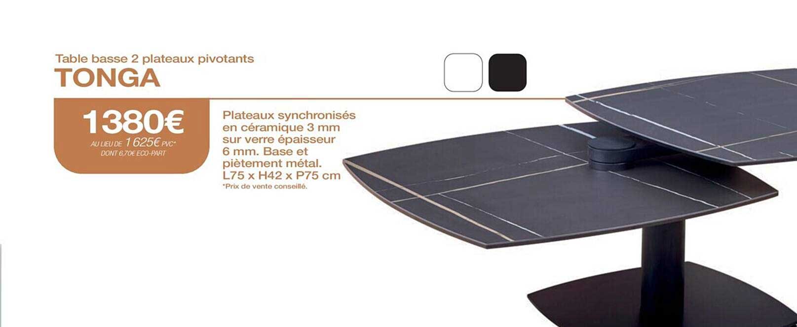 Table Basse 2 Plateaux Pivotants Tonga