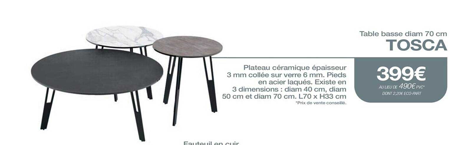 table basse diam 70 cm tosca