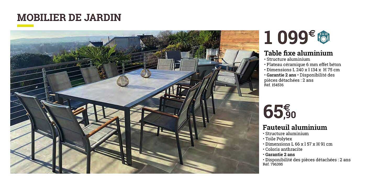 Table Fixe Aluminium, Fauteuil Aluminium