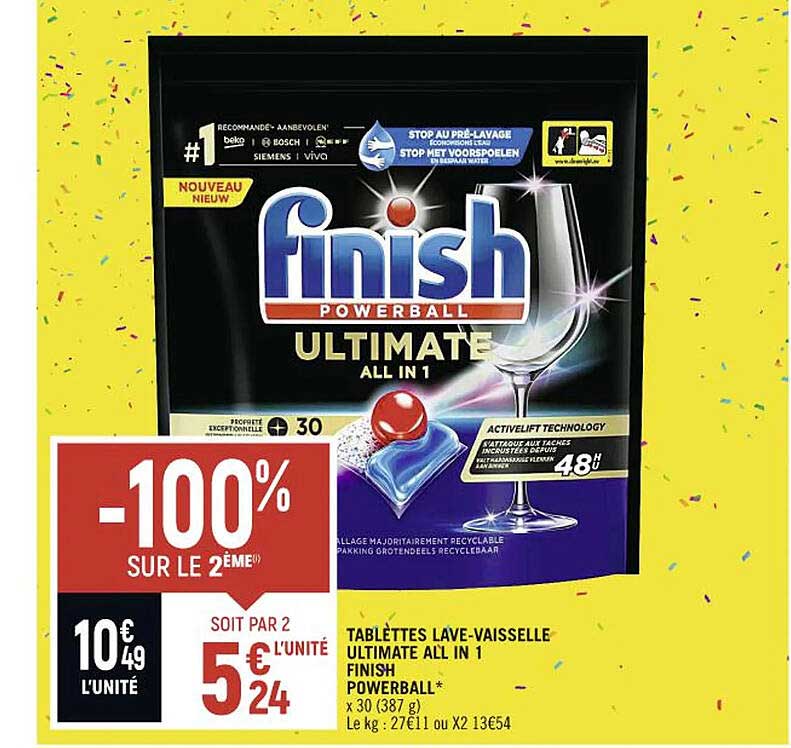 tablettes lave-vaisselle ultimate all in 1 finish powerball