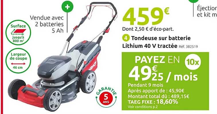 Tondeuse Sur Batterie Lithium 40 V Tractée