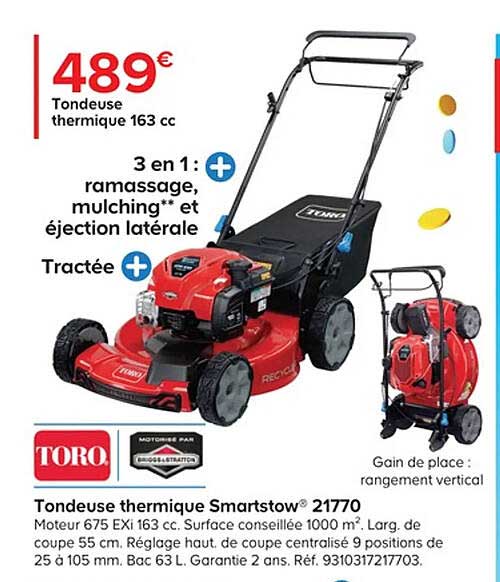 tondeuse thermique smartstow 21770 toro