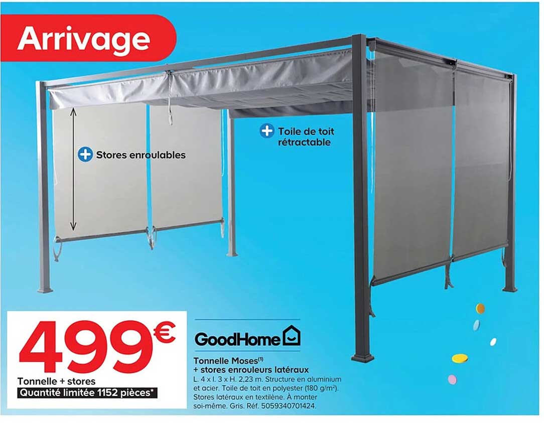 tonnelle moses + stores enrouleurs latéraux goodHome