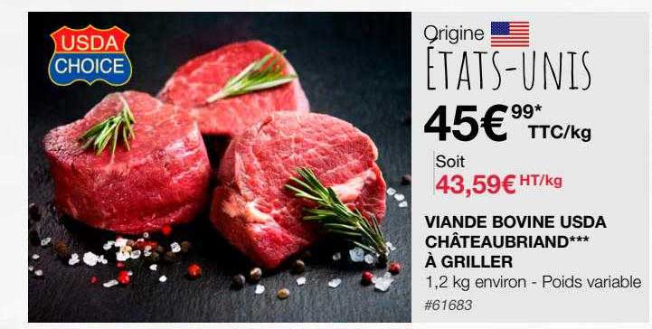 viande bovine usda châteaubriand à griller