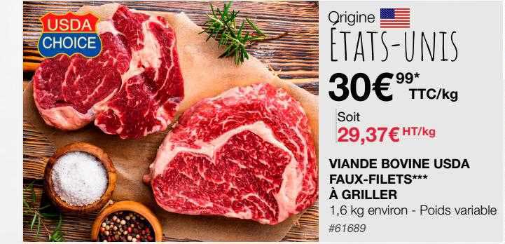 Viande Bovine Usda Faux-filets à Griller