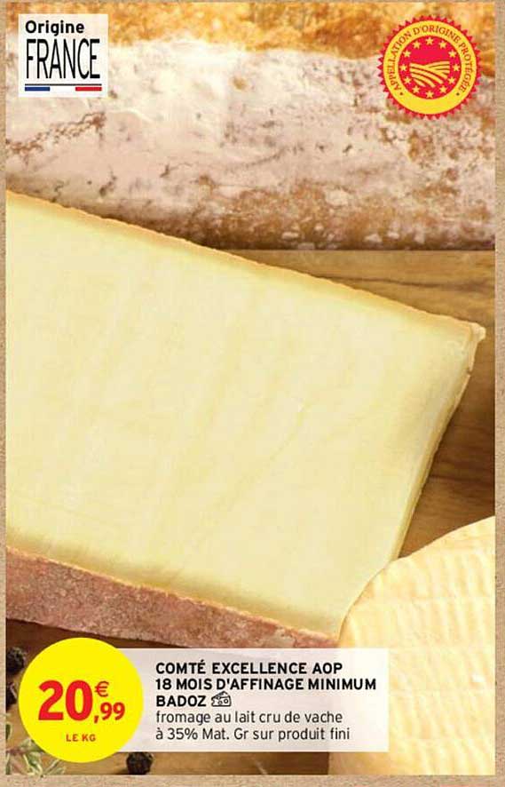 comté excellence aop 18 mois d'affinage minimum badoz