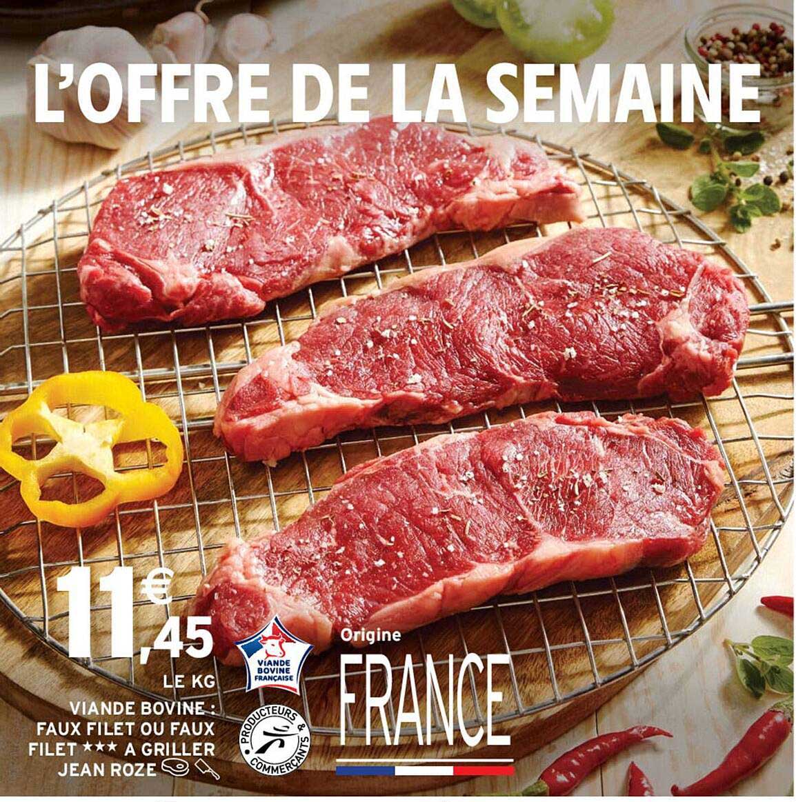 viande bovine : faux filet ou faux filet***à griller jean rozé