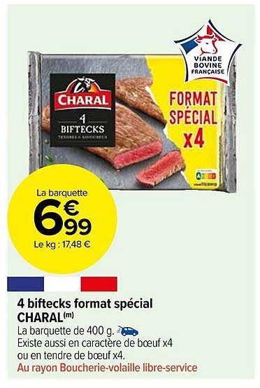 4 biftecks format spécial charal