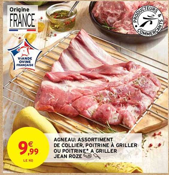 agneau : assortiment de collier, poitrine à griller ou poitrine*à griller jean rozé
