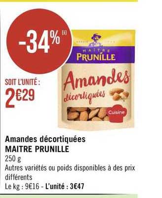 amandes décortiquées maître prunille