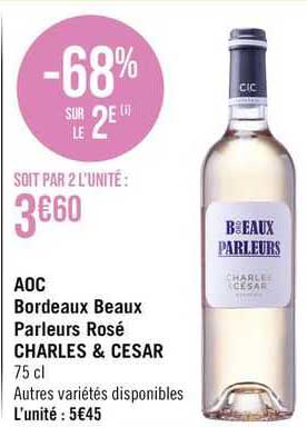 aoc bordeaux beaux parleurs rosé charles & cesar