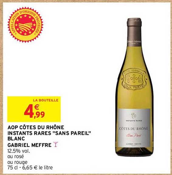 aop côtes du rhône instants rares "sans pareil" blanc gabriel meffre 12.5% vol