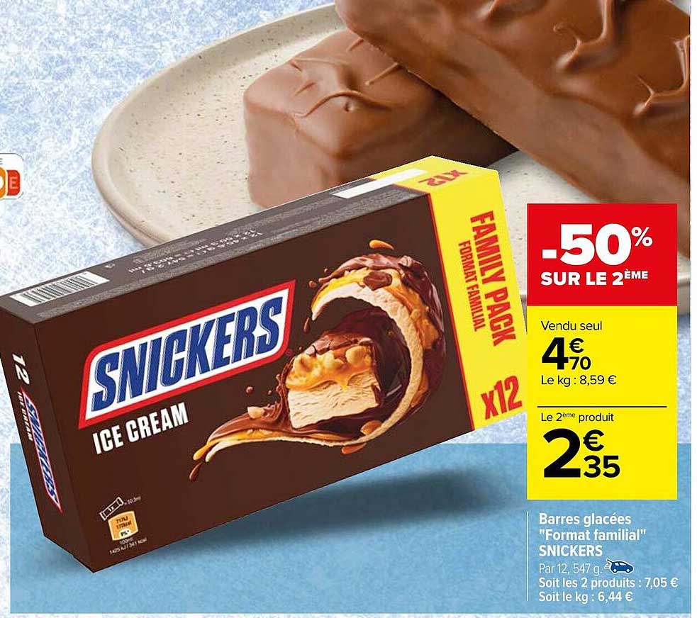 barres glacées "format familial" snickers