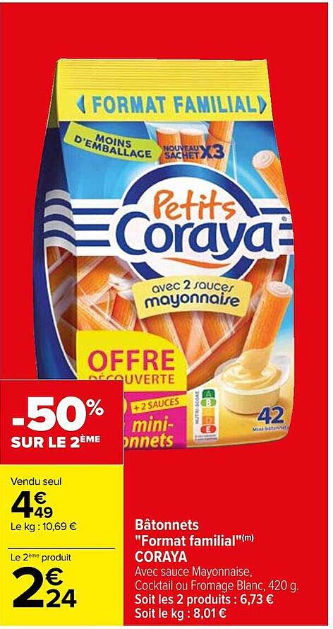 bâtonnets "format familial" coraya