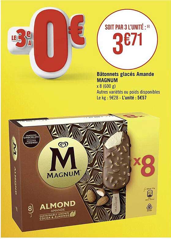 Bâtonnets Glacés Amande Magnum