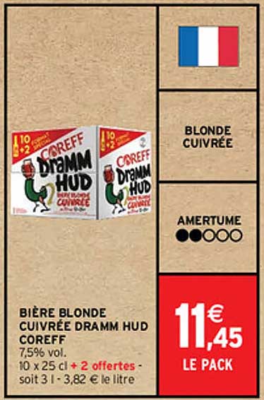 bière blonde cuivrée dramm hud coreff 7,5% vol